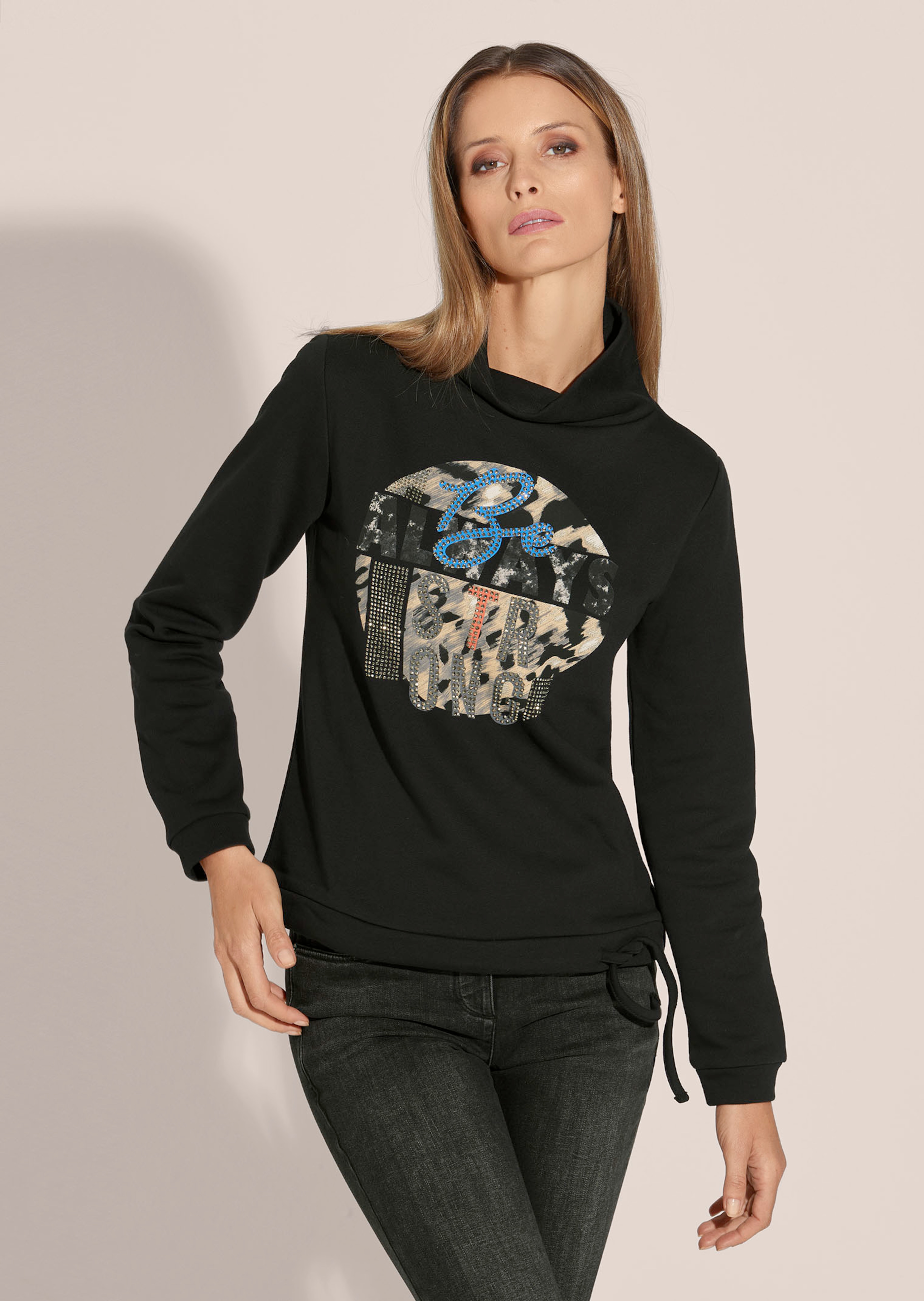 Bedrucktes Sweatshirt mit Glanzakzenten