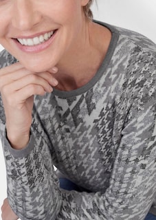 Pullover mit Hahnentrittmuster und Glanzeffekt thumbnail 5