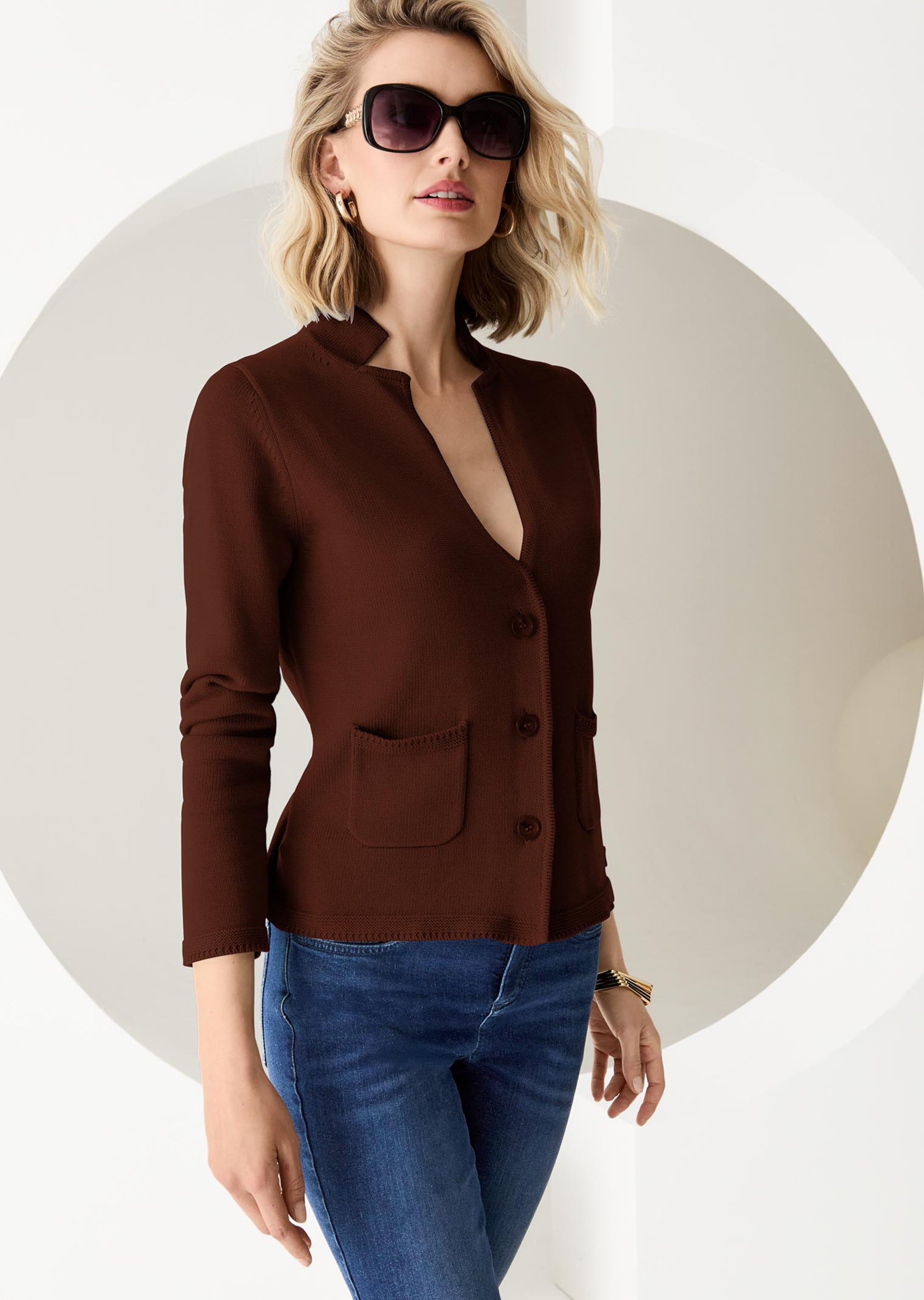 Strickblazer aus reiner Baumwolle