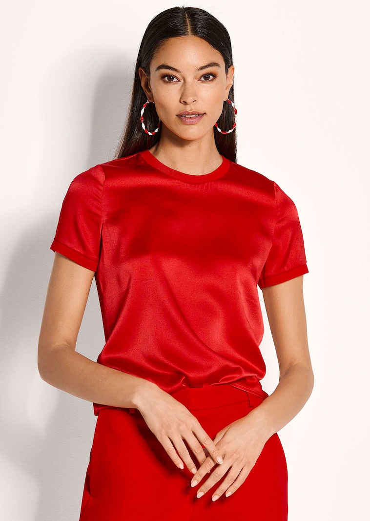 Blusenshirt aus Seide mit Rippenblenden