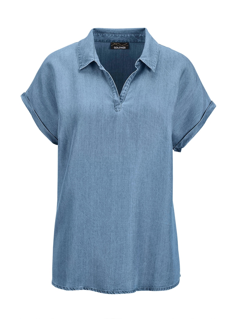 Bluse in Denim-Optik
