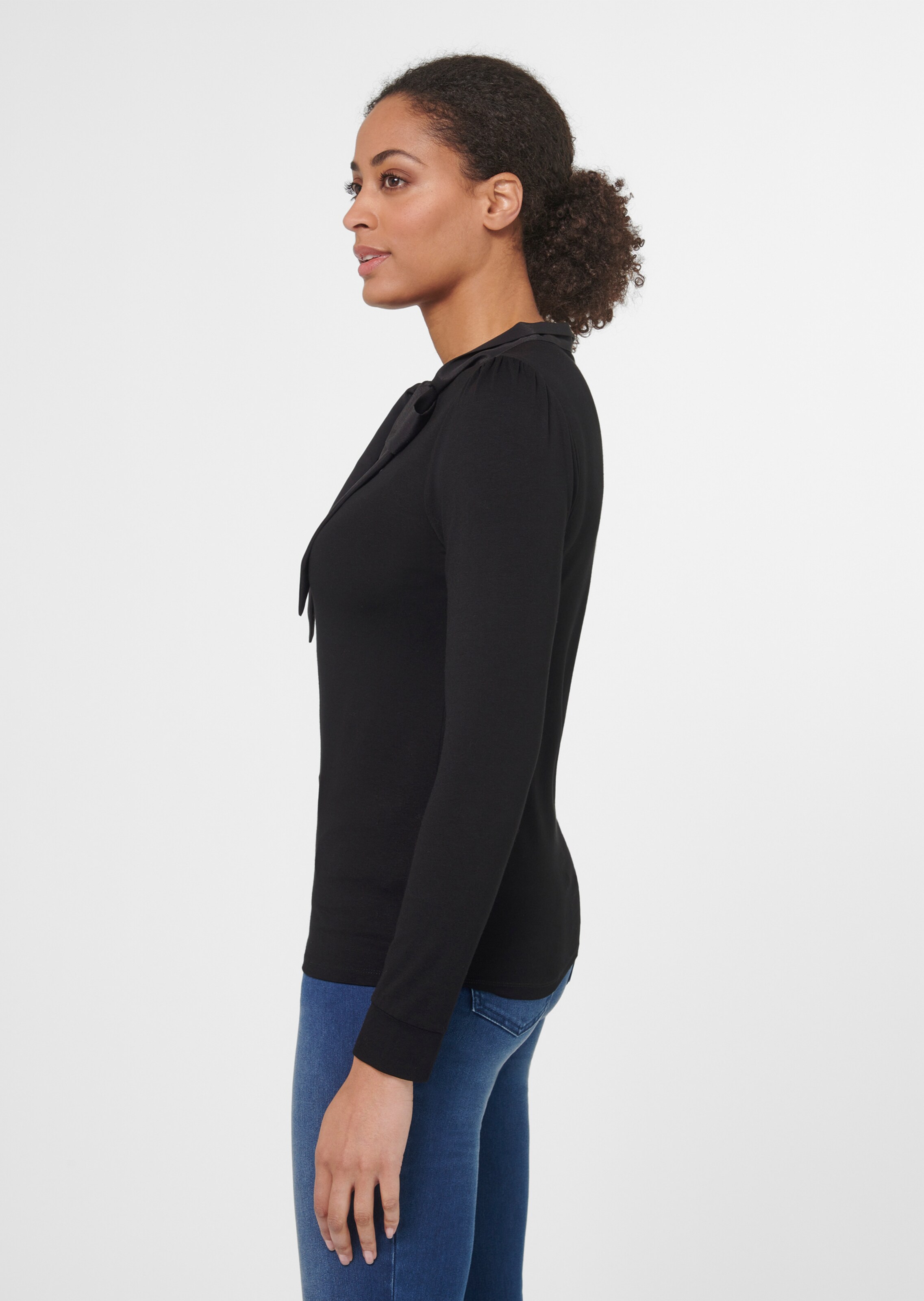 Chemisier Noir Elementz Décolleté Rond - Taille M, Manches Courtes, Stretch