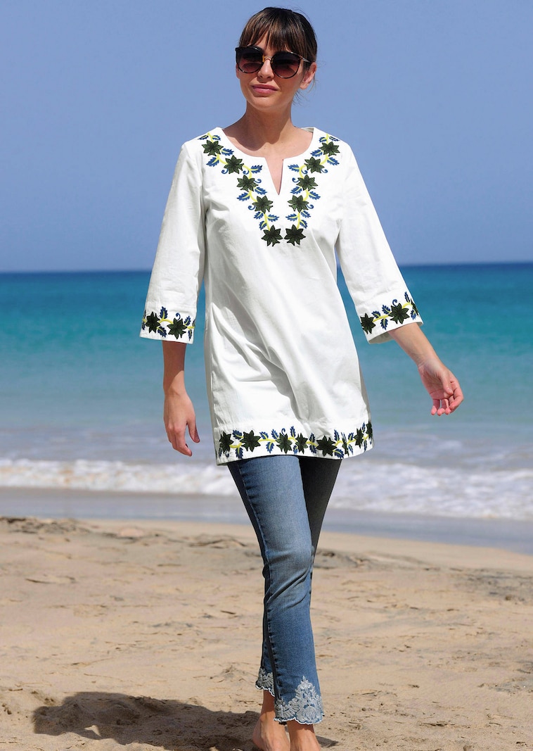 Tunika mit dekorativer Stickerei