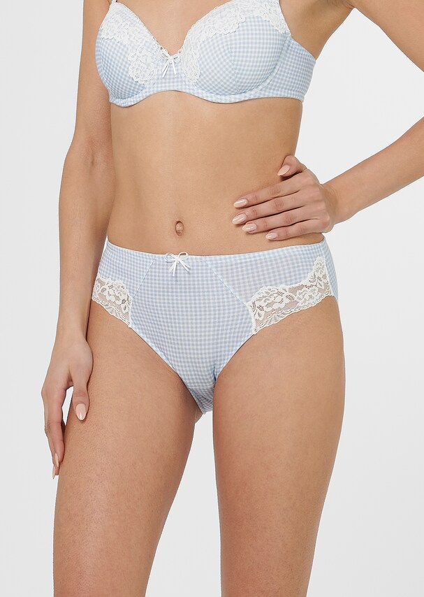 Classic briefs with chequered pattern and lace