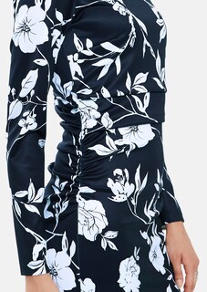 Kleid mit Blütendruck und Raffung thumbnail 5