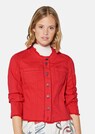 Kragenlose Jeansjacke mit Fransen thumbnail 1