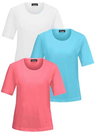 weiß / türkis / koralle Basic T-Shirts - 3er-Pack