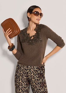 Feinstrickpullover mit Spitzenbesatz thumbnail 4