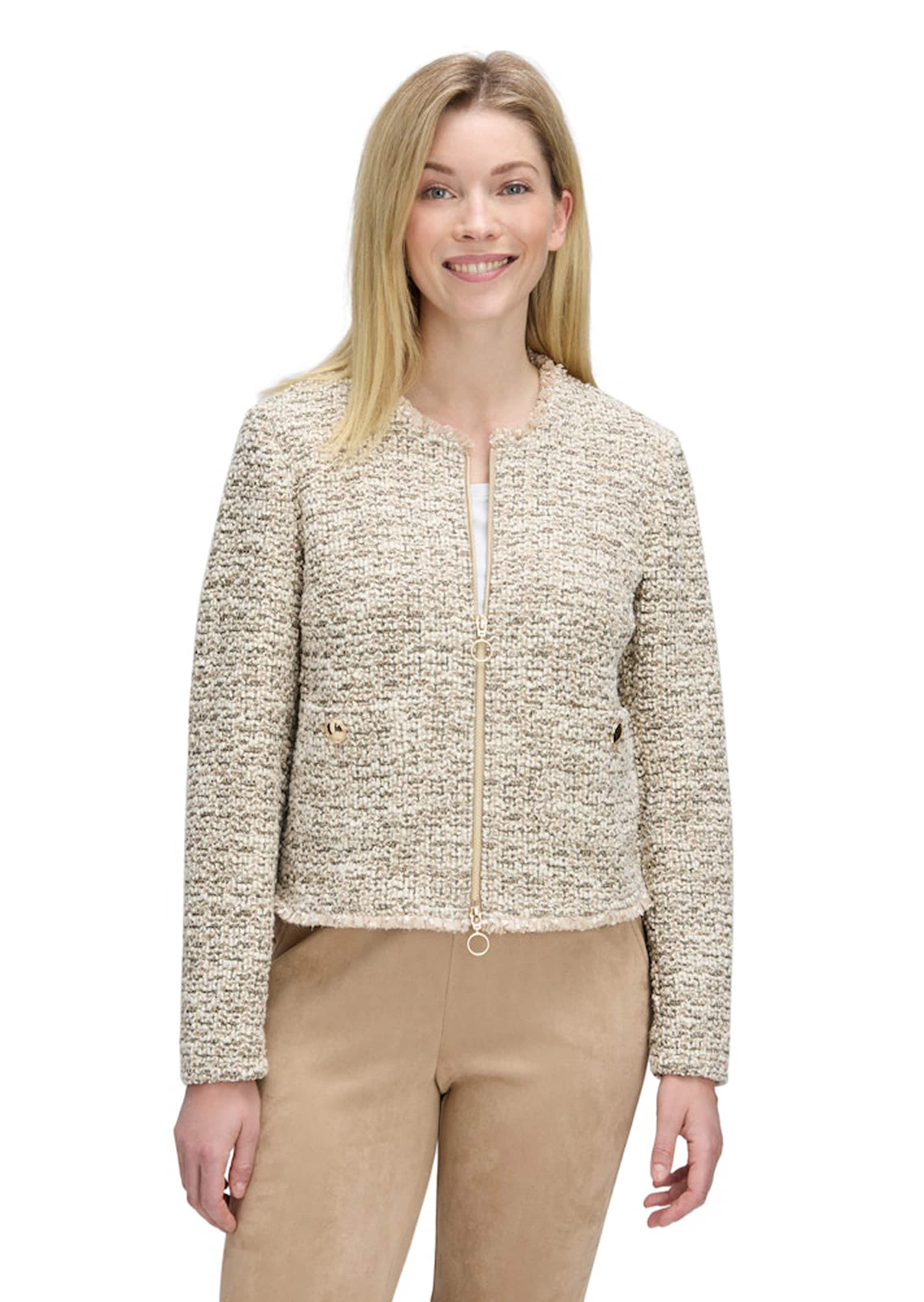 Bouclé-Cardigan mit Reißverschluss