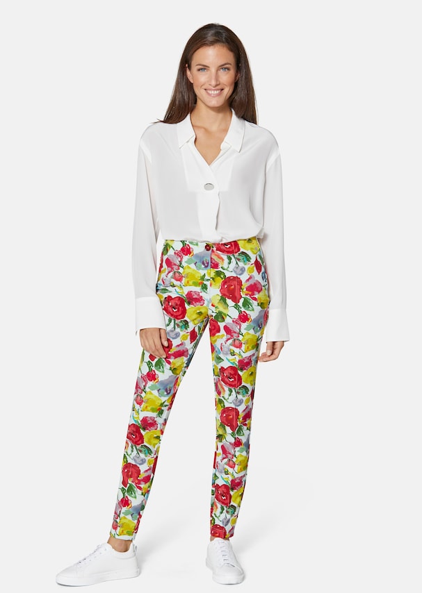 Stretch trousers with unique print 1