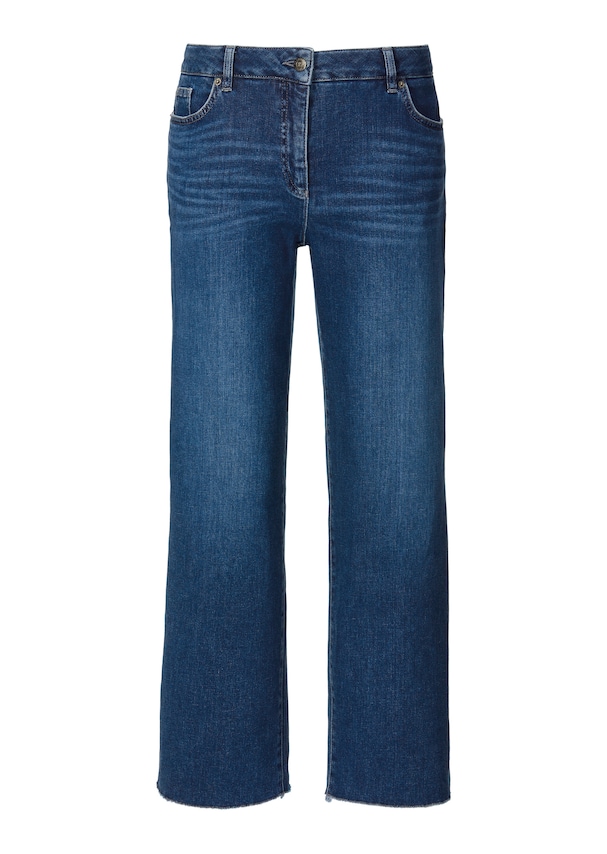 7/8-Jeans mit Fransensaum in Culotte-Form