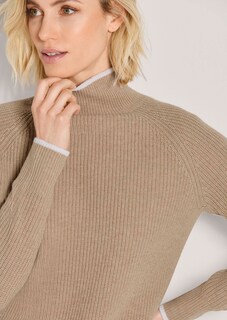 Wollpullover mit Kontraststreifen und Perlfangmuster thumbnail 5