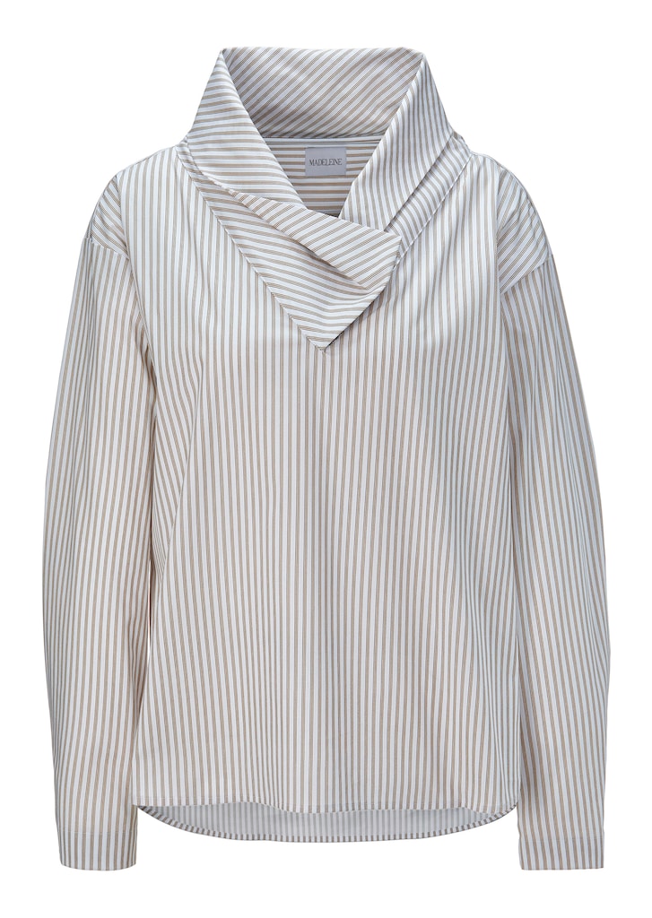 Striped blouse with turn-up collar