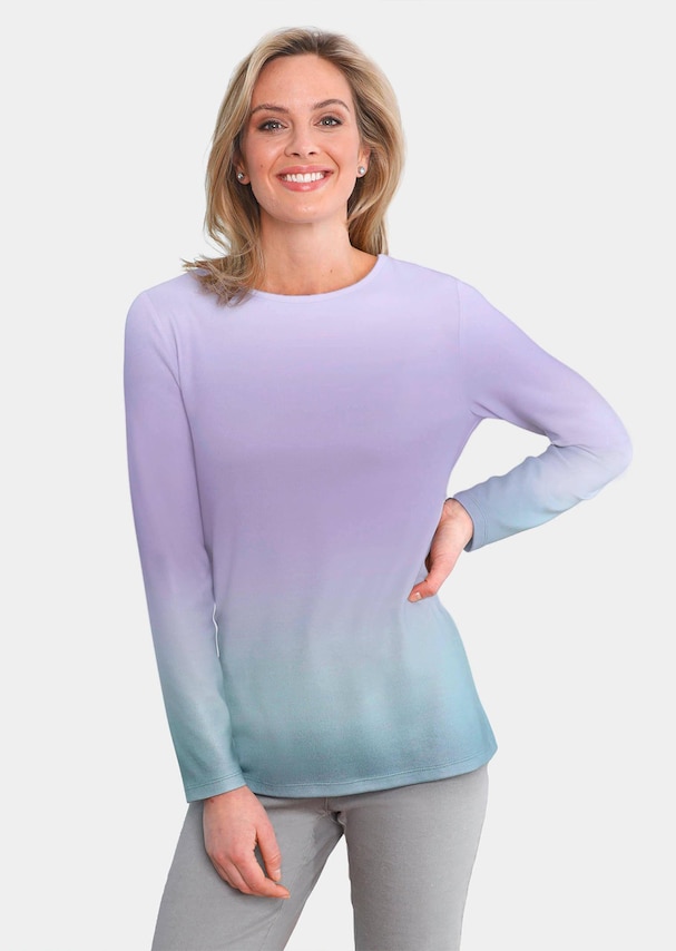 Modieuze shirtpullover met trendy verlopende print