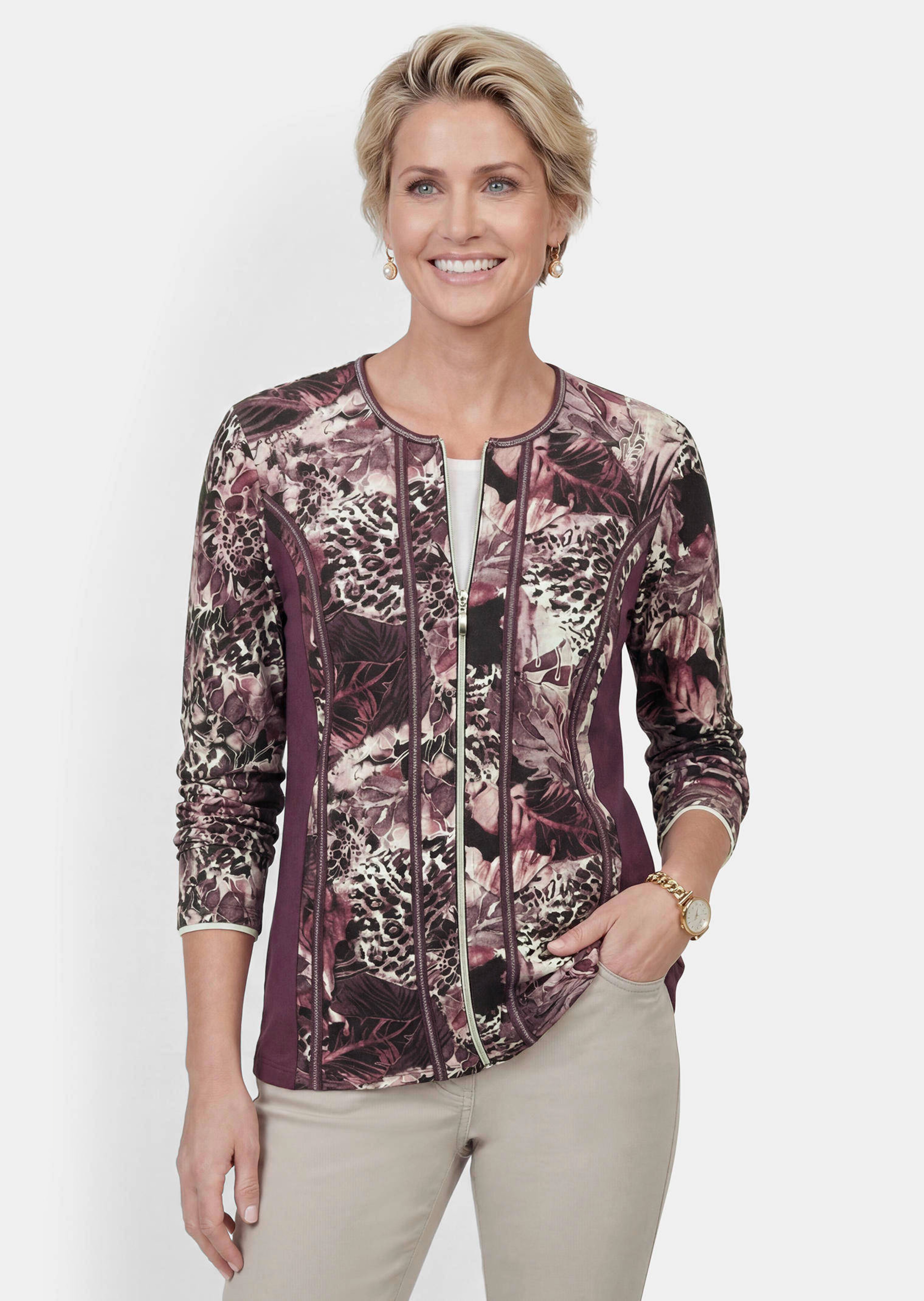 Taillierte Shirtjacke aus Viskose-Jersey