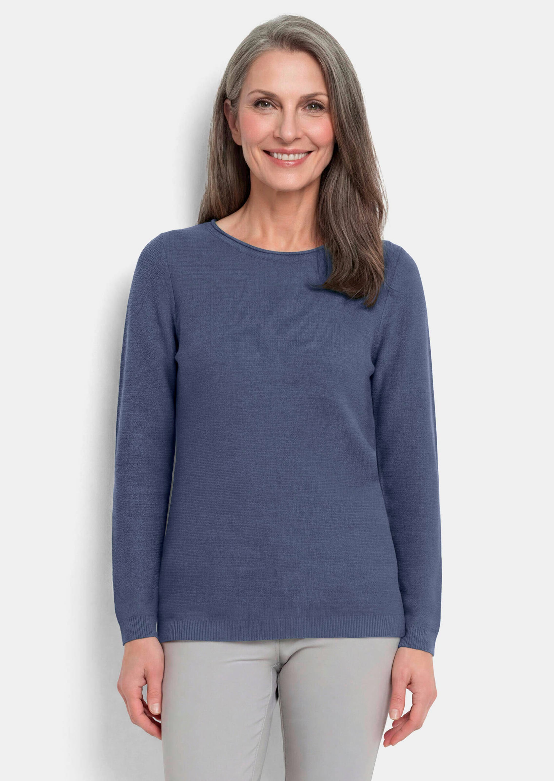Fijn gebreide tricot pullover met boothals