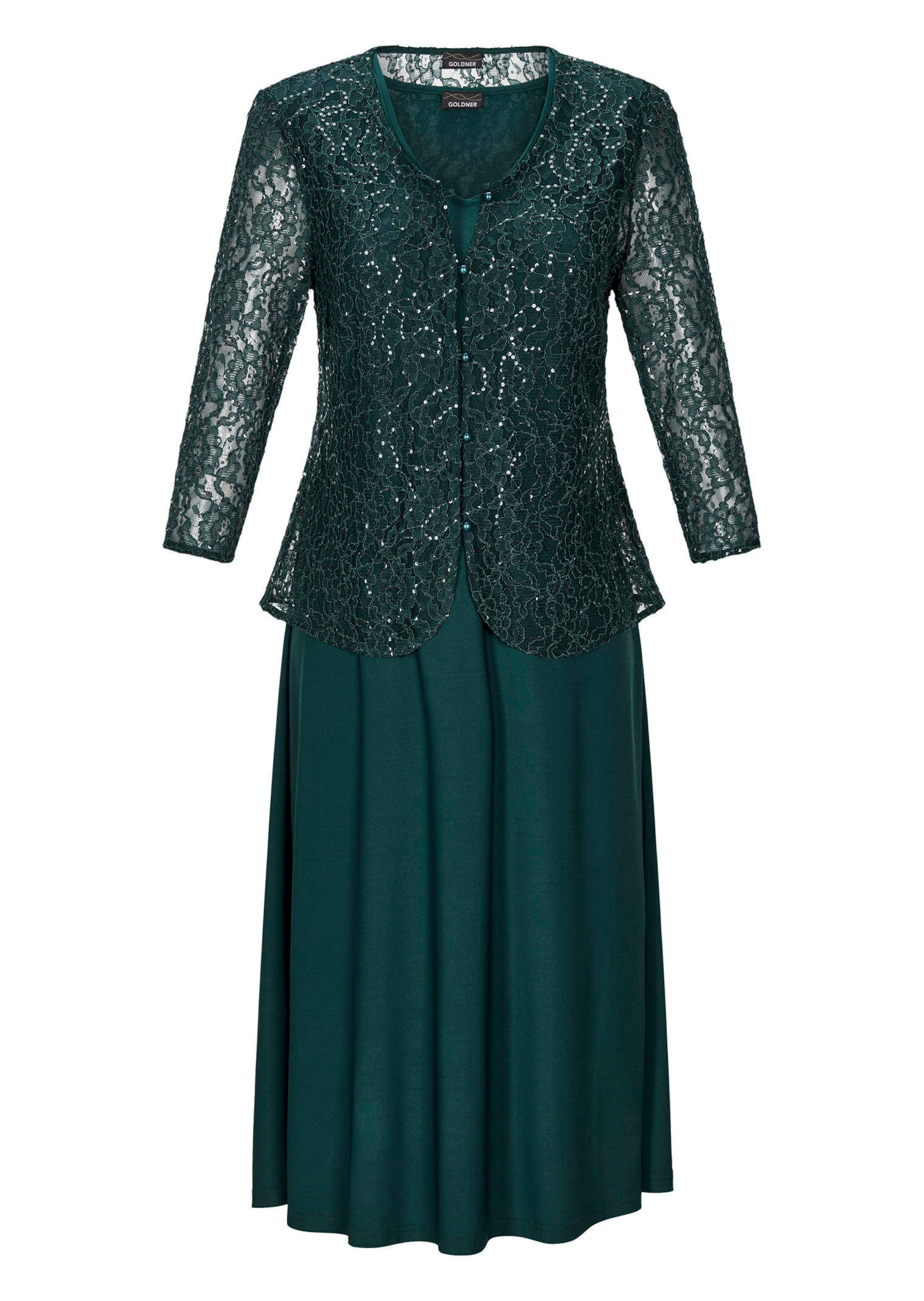 Kleid mit paillettenbesetzter Spitzenjacke