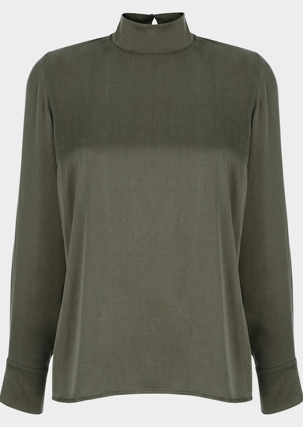 Satinbluse mit Stehkragen 5