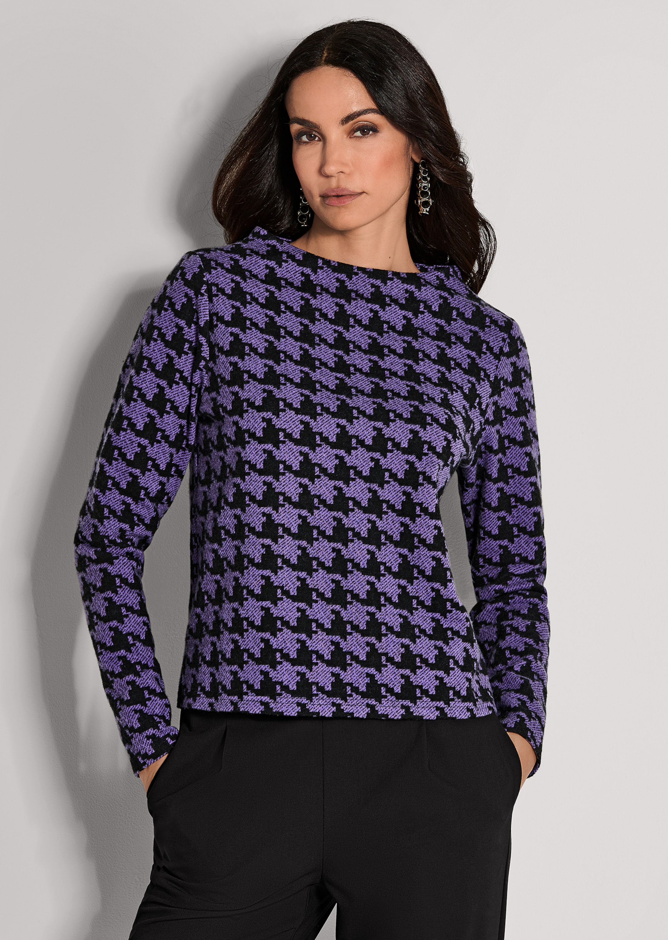 Sweatshirt met pied-de-poule-motief