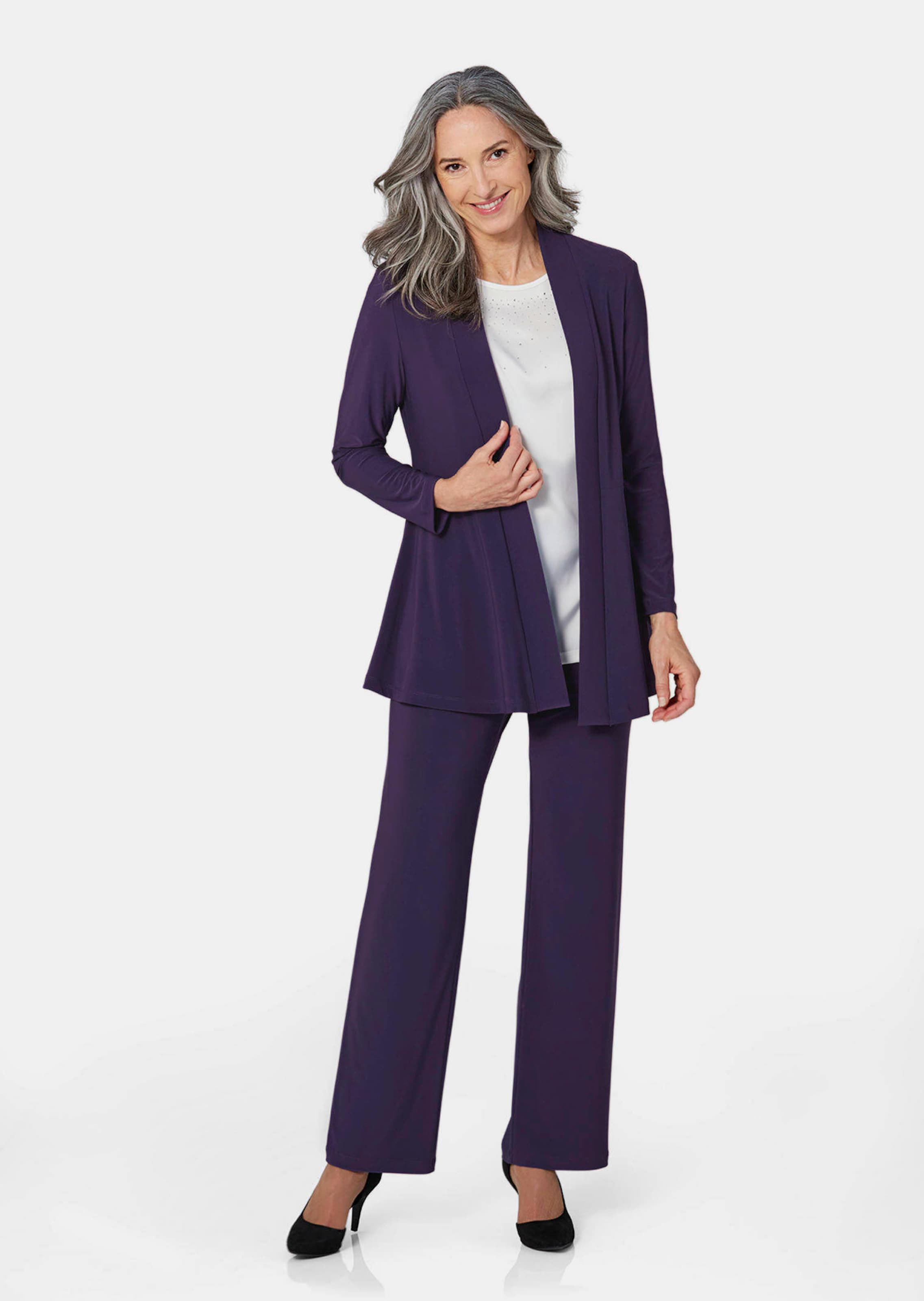 Veste longue en jersey - lilas - Gr. 56 de Goldner Fashion