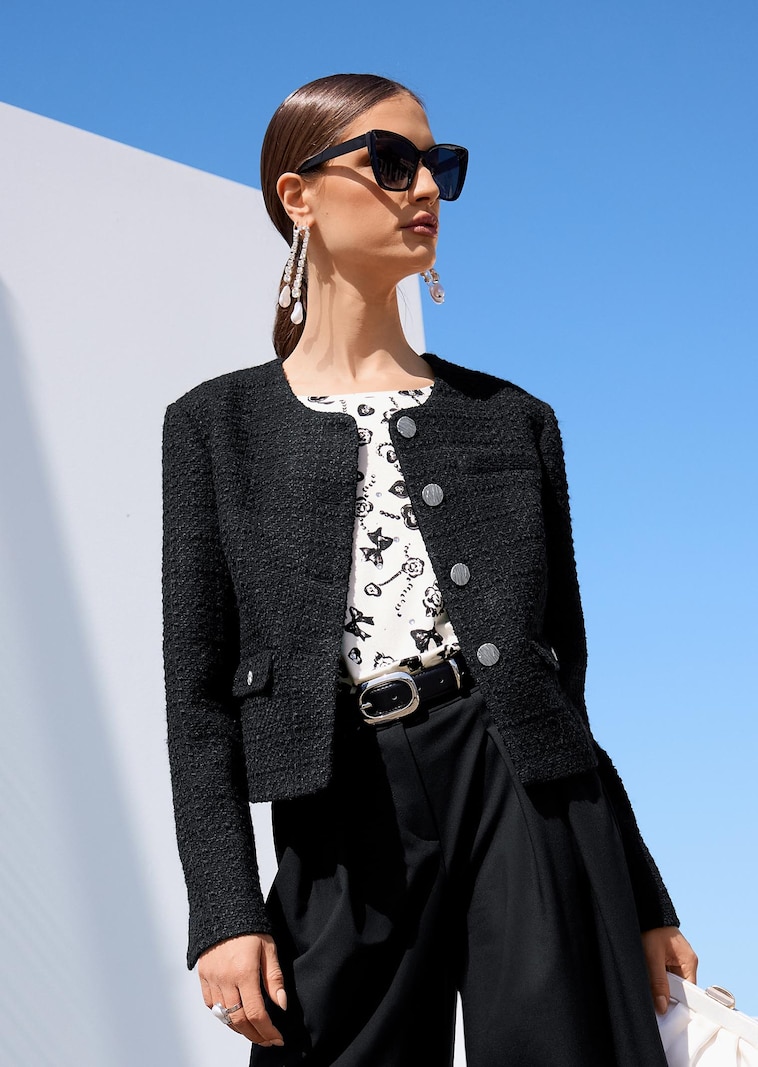 Blazer court en tweed
