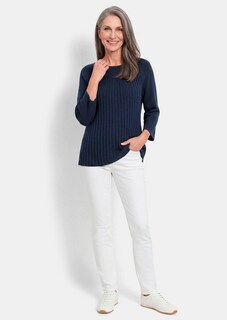 A-lijn tricot pullover met katoen thumbnail 1