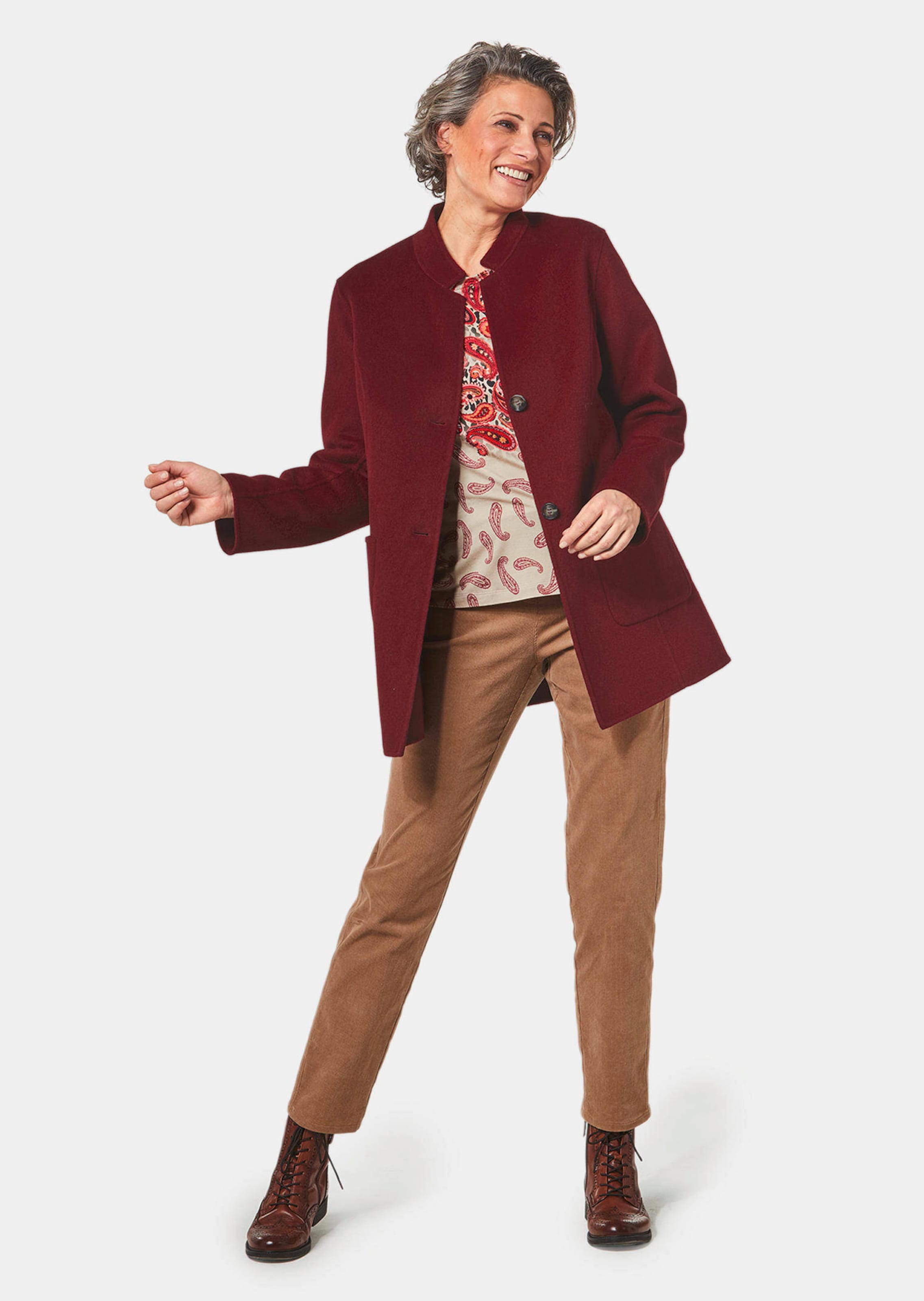 Manteau court composé de laine - rouge foncé - Gr. 54 de Goldner Fashion