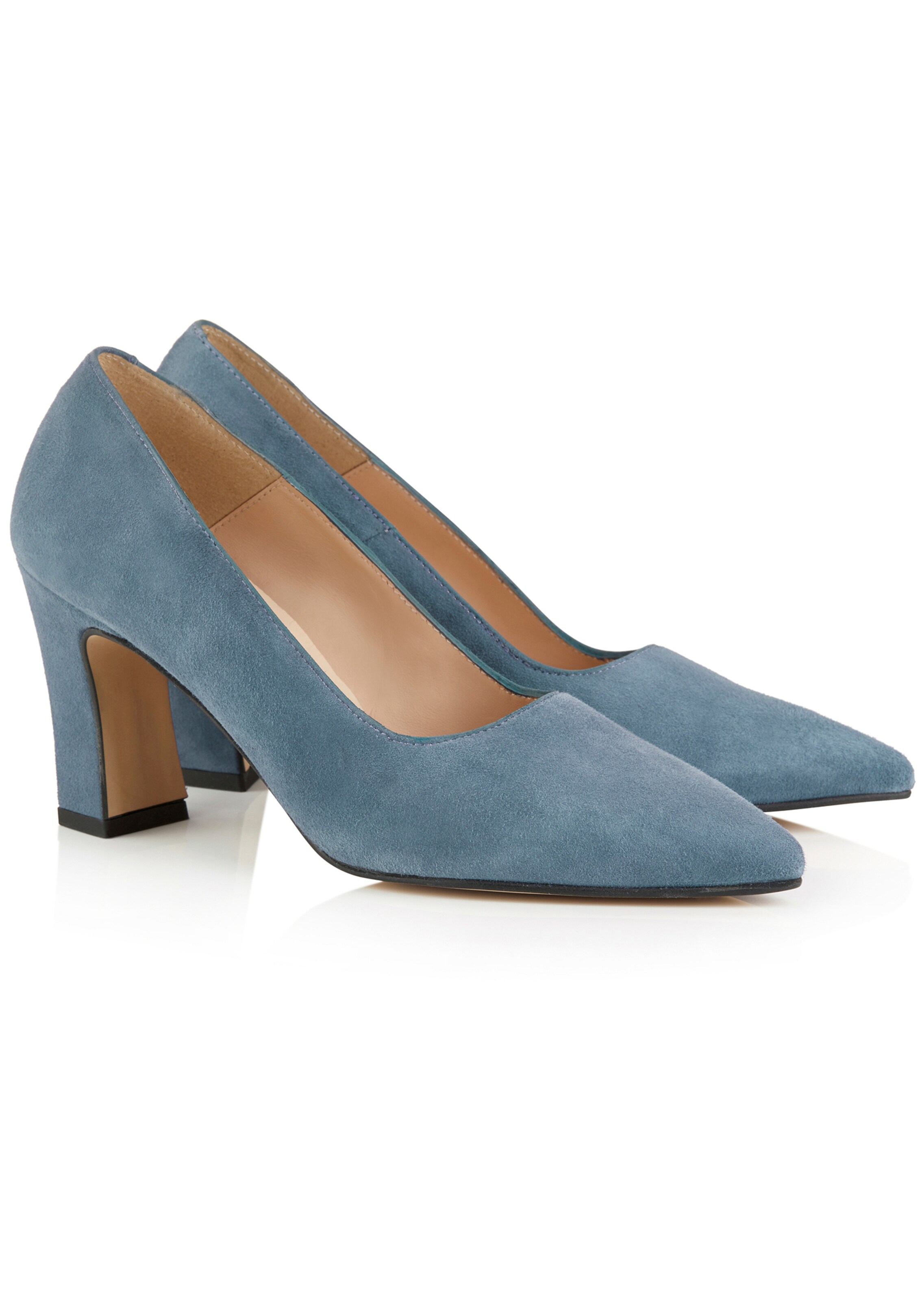 Veloursleder-Pumps mit hohem Absatz