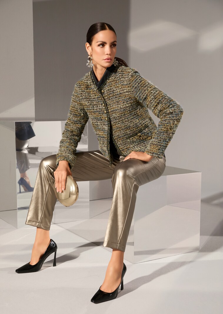 Hose im Leder-Look mit Biesen