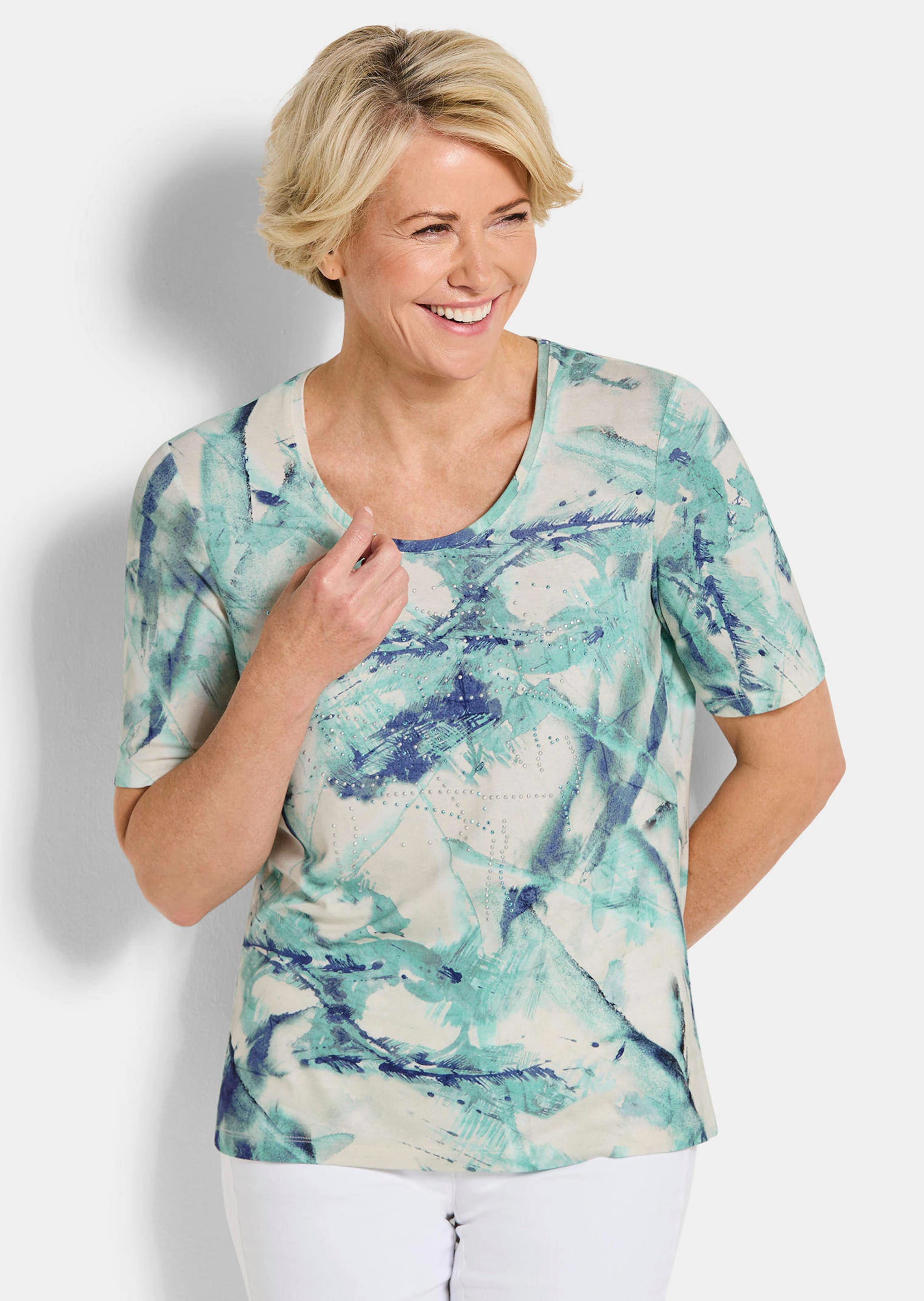 Jersey-Shirt mit Glitzersteinchen