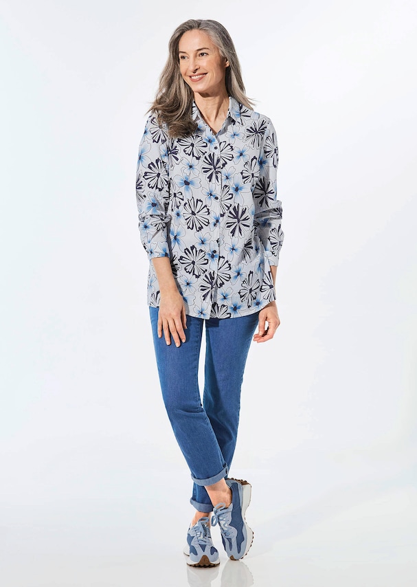 Gedessineerde blouse met overhemdkraag 1