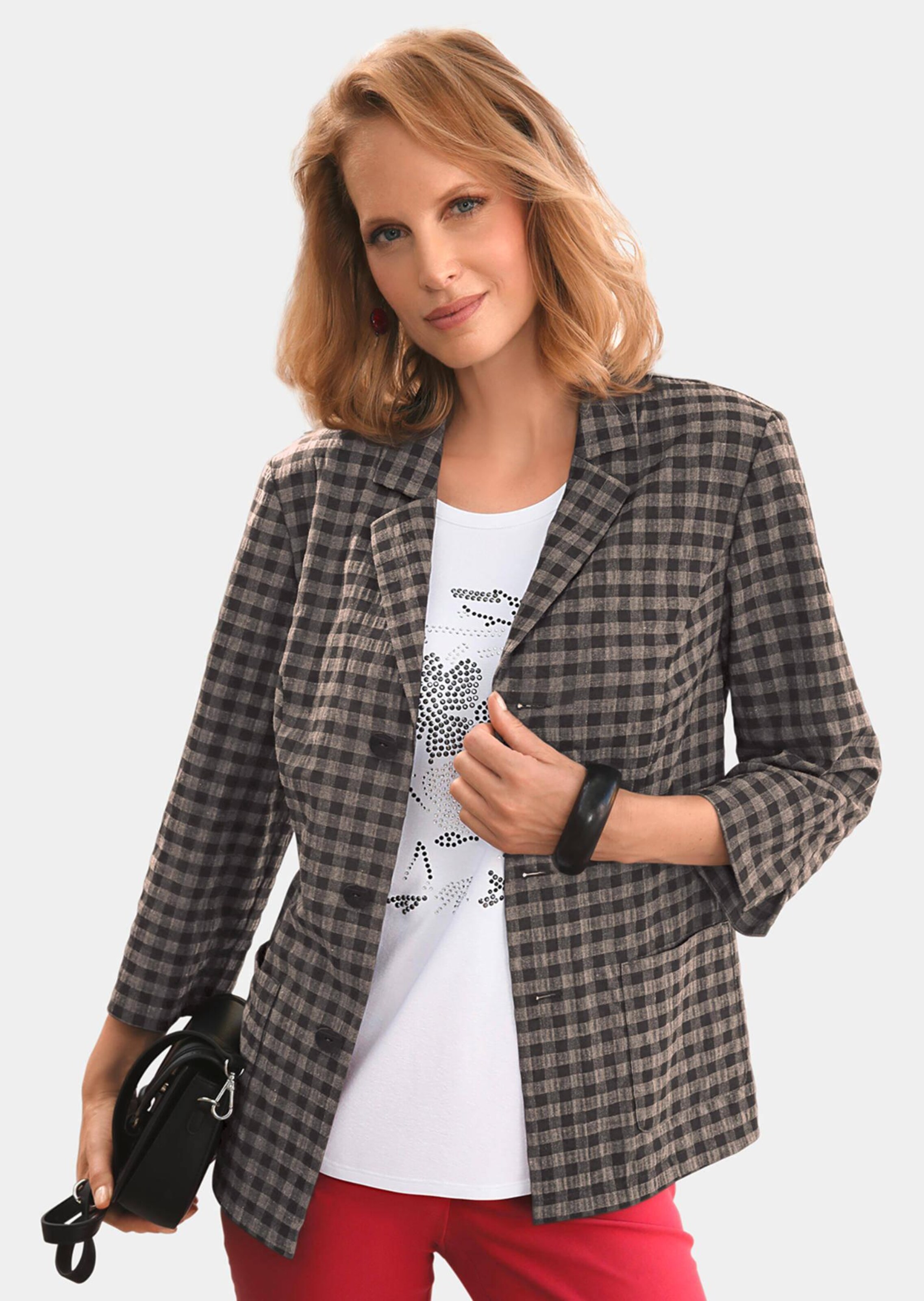 Farbenfroher Blusenblazer in Seersucker-Qualität