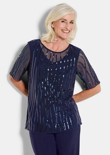 T-shirt en maille filet orné de paillettes thumbnail 1