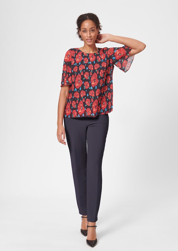 Pleated blouse with floral print 1