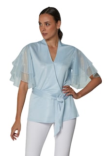 Metallic-look blouse with transparent sleeves thumbnail 1