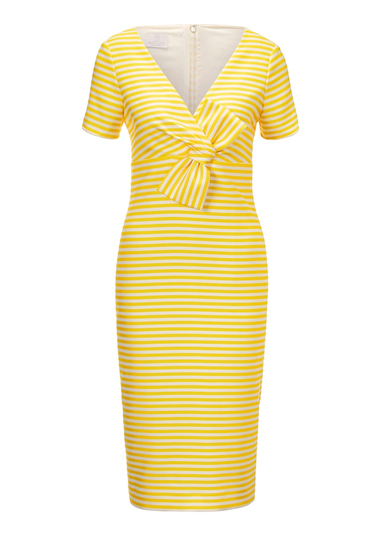 Streifenkleid mit Halbarm und Zierschleife