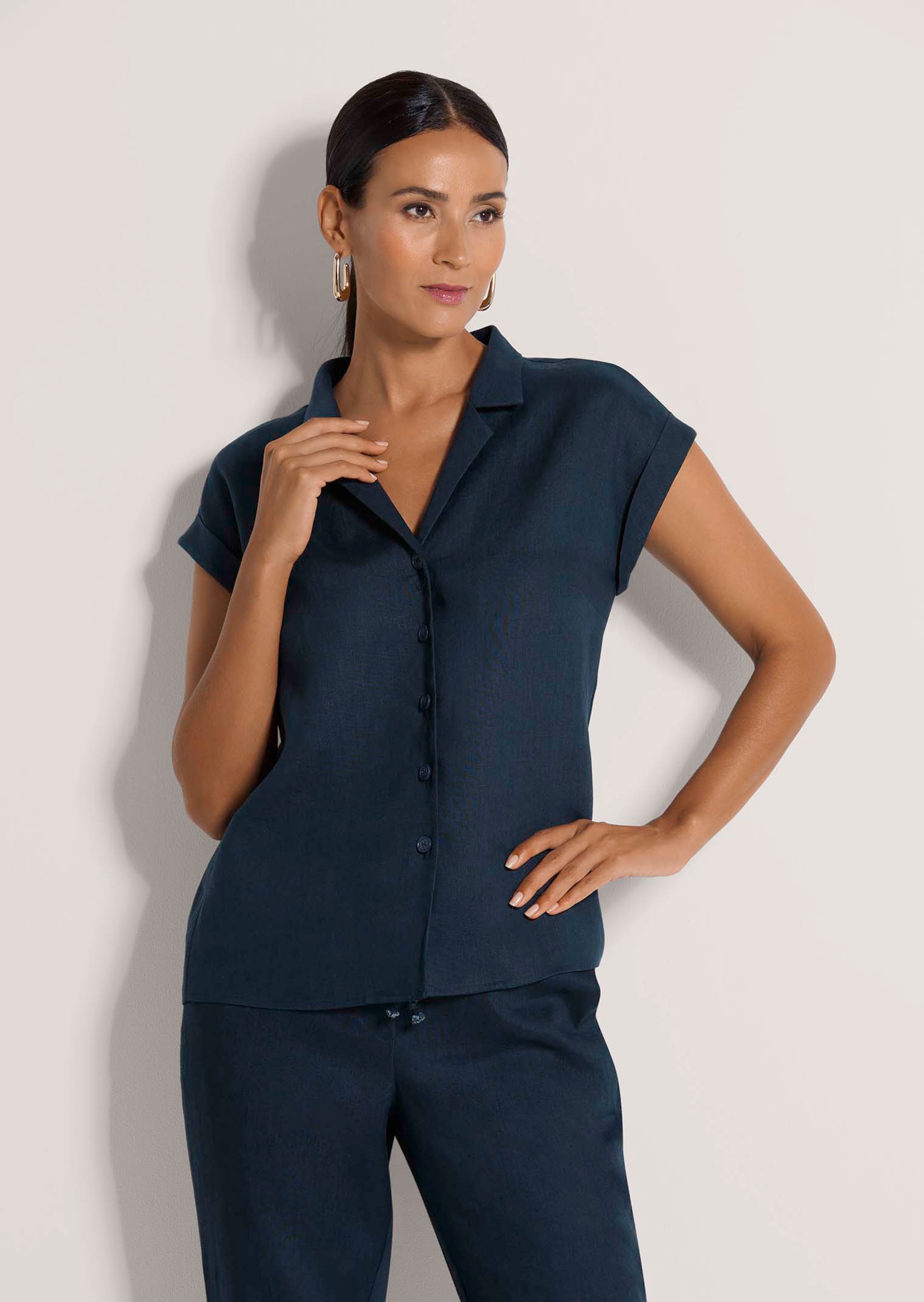 Lässiges Leinenhemd mit Reverskragen