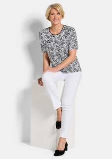 Jersey-Shirt mit Schwarz-Weiß-Print thumbnail 4