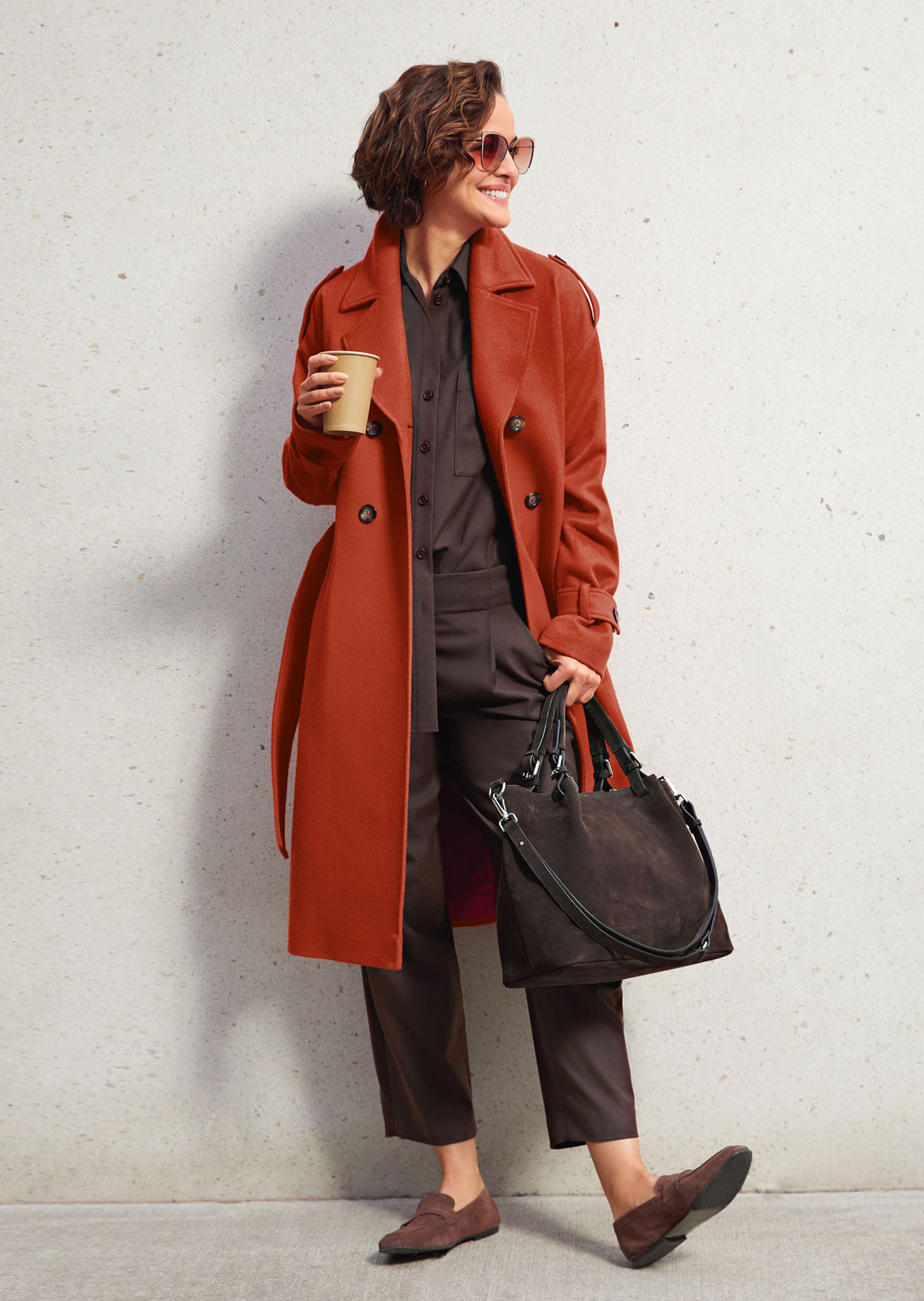 Wool coat in a trench look