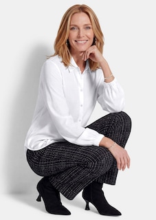 Viscose satijnen blouse met elastische manchetten thumbnail 4