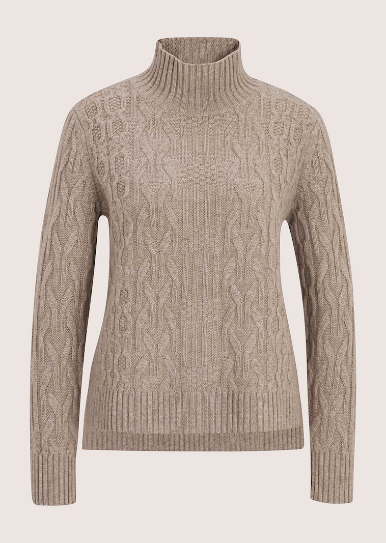 Pull à motif torsadé avec une part de cachemire et col montant