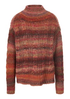 Stand-up collar jumper with cable knit pattern and colour gradient thumbnail 1