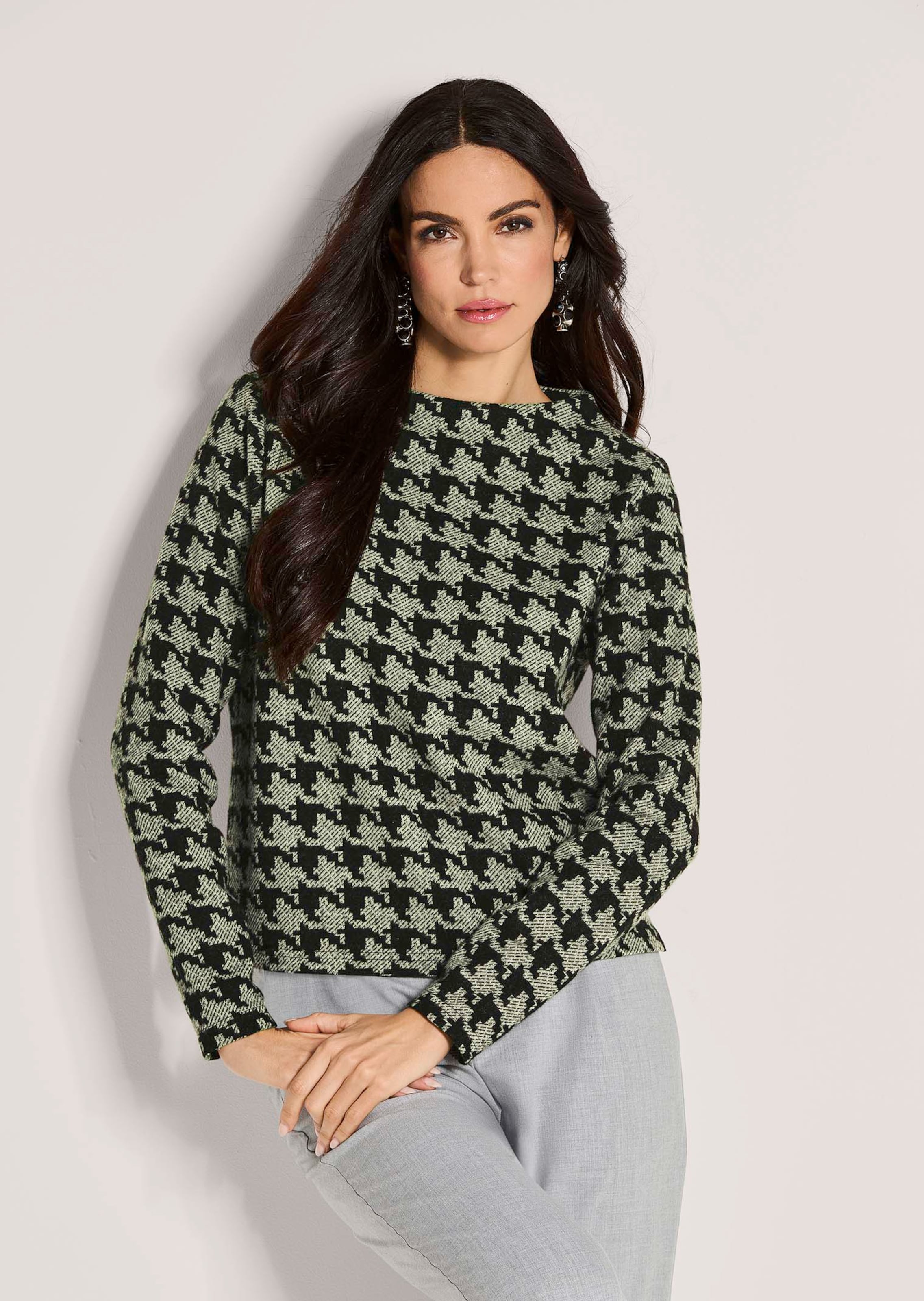 Sweat à motif pied-de-poule