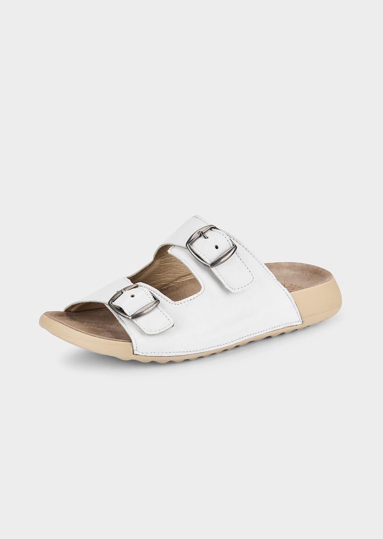 Leder-Pantoletten mit Metallschliessen