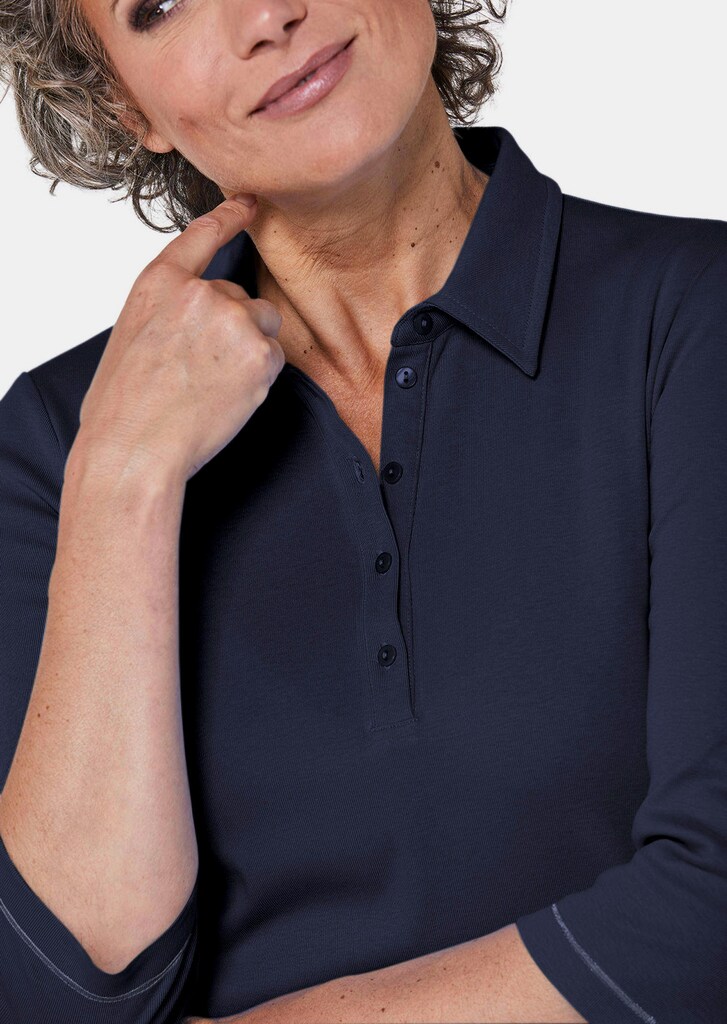 Basic-Poloshirt mit Stickerei aus reiner Baumwolle