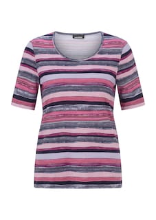 Baumwollshirt mit künstlerischem Streifendessin thumbnail 6