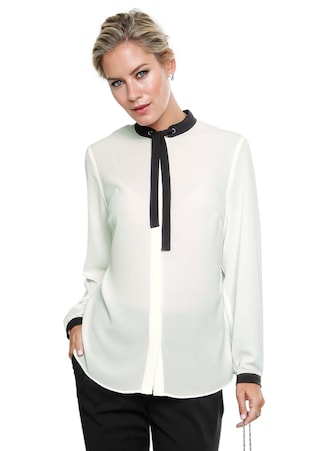 gebroken wit Elegante blouse met striksjaal