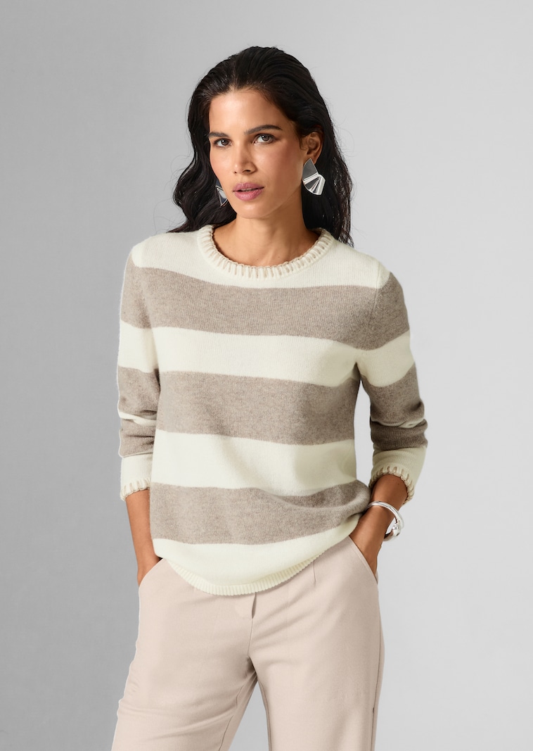Wollpullover im Blockstreifen-Design