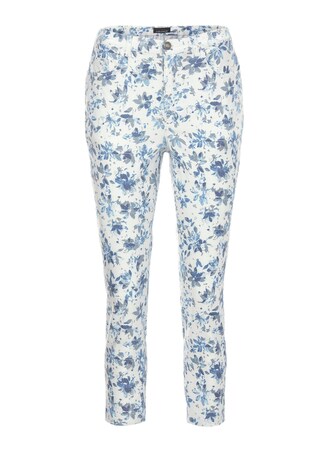 bleu / gris / à motifs Pantalon imprimé à motifs floraux