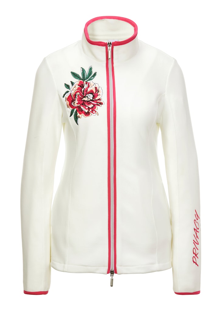 Cosy fleece jacket with floral embroidery